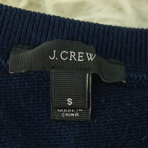 J. Crew Size Small S Blue Pom Pom Embellished Crew Neck Long Sleeve Sweatshirt - Picture 3 of 6